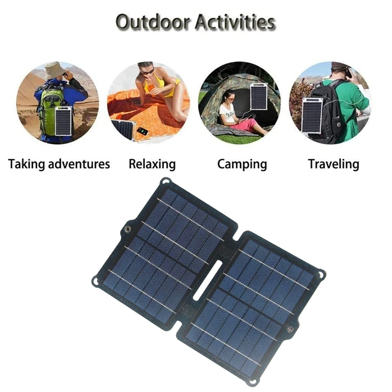 ETFE-ソーラーパネル折りたたみ式充電器,8W, 5V,ポータブルデュアル,USB, IPX6防水,バッグ,携帯電話充電器,屋外