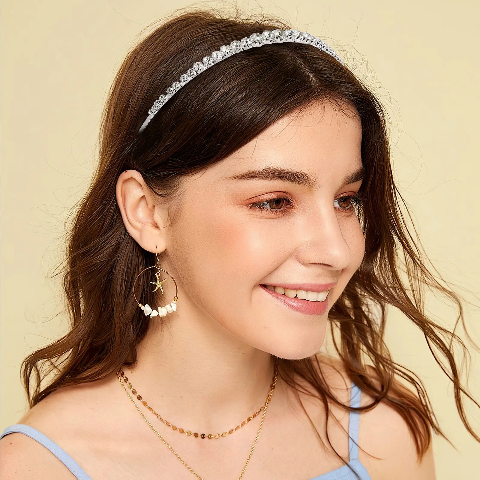 2Pcs Rhinestone Headbands Premium Comfortable Hair Hoops Creative Party Hair Accessories Decorative Photo Props for