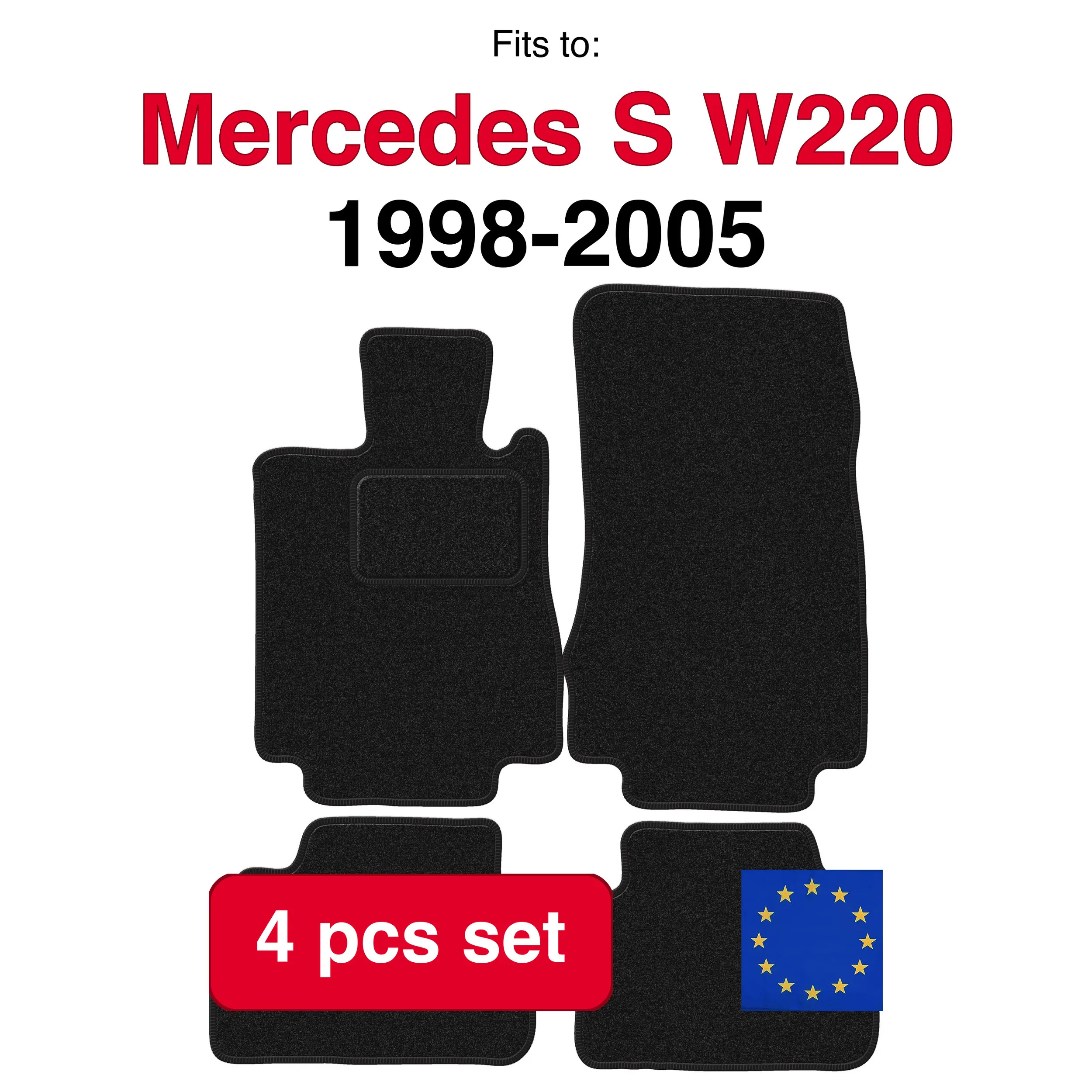 Image of ANTHRA Velours-Automatten für Mercedes S W220 Limousine kurz (1998-2005) - Anthrazit (4 Stück) passgenaues Automattenset