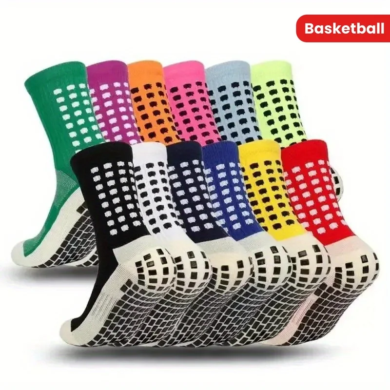 

5 пар смешанных мужских футбольных носков, спортивные велосипедные носки, противоскользящие футбольные баскетбольные противоскользящие подушечки, Новое поступление