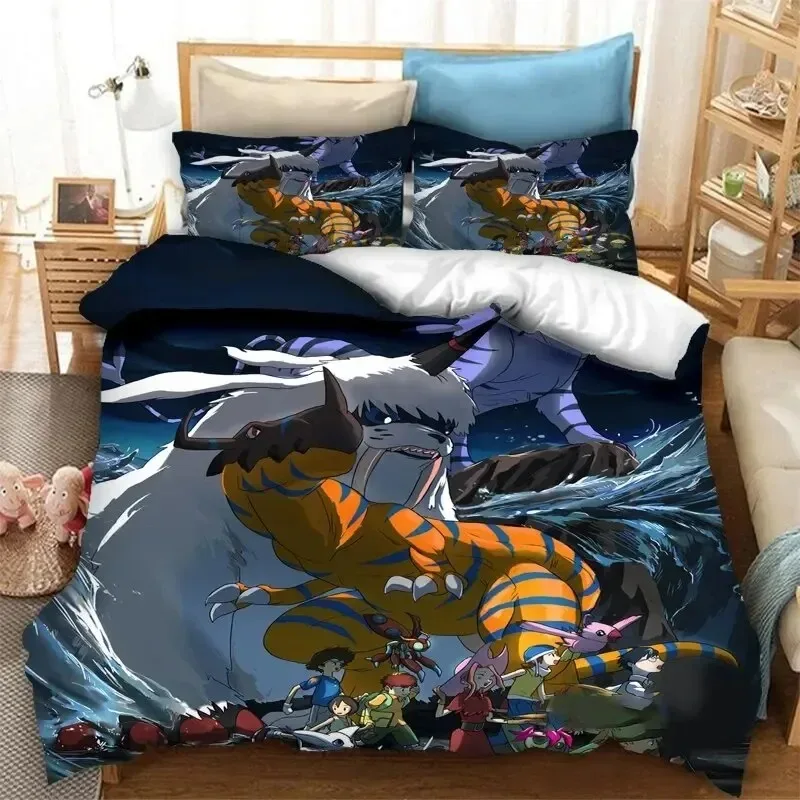 Anime Digimon Adventure Bedding Set Boys Girls Twin Queen Size Duvet Cover Pillowcase Bed Kids Adult Fashion Home Textileextile