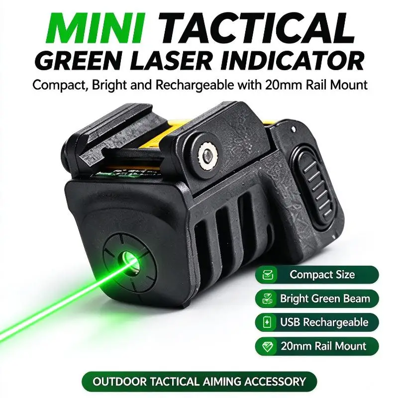 Mini Tactical Usb Rechargeable Green Laser Indicator, Shockproof 20mm Rail Sight For Hobby Toy Model Modding