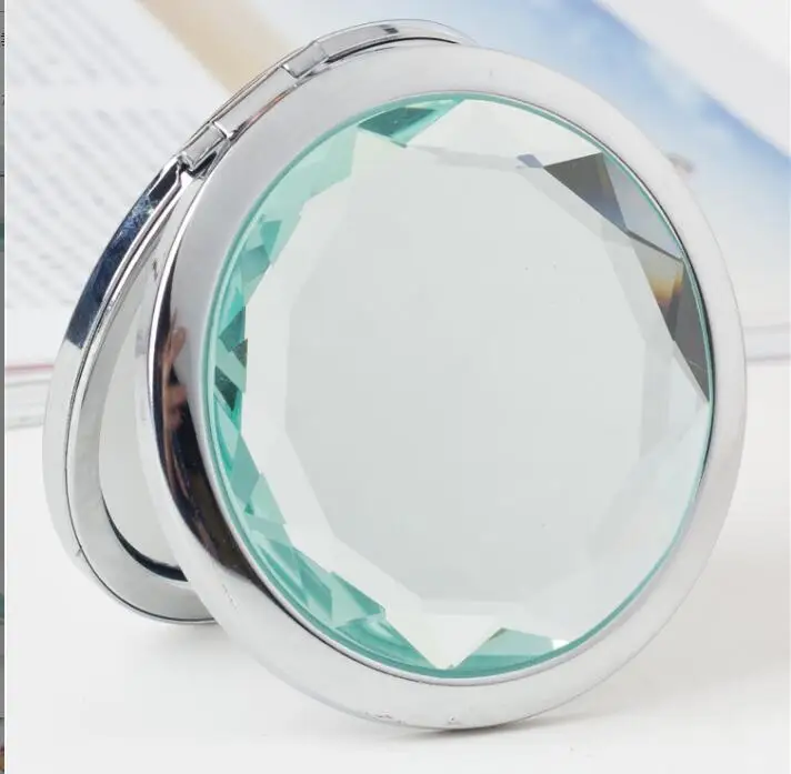 diamanten make-upspiegel Draagbare ronde gevouwen compacte spiegels Goud Zilver Zakspiegel Make-up voor gepersonaliseerd cadeau