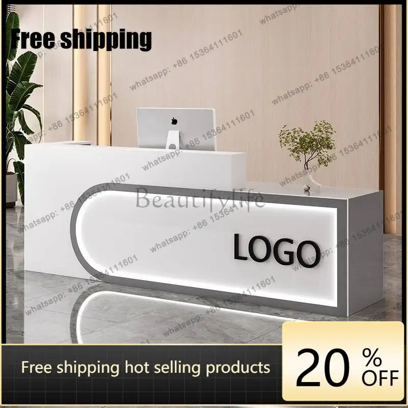 zj.Design Storage Reception Desks Black Cheap Mini Modern Luxury Reception Desks White Corner Wood Mostrador Recepcion Furniture