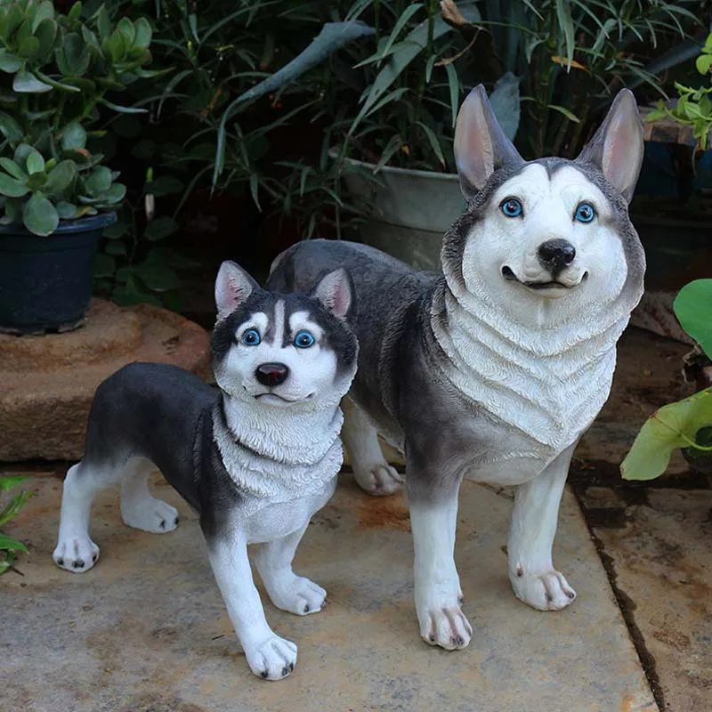 Husky Statue Model, Simulated Animal Resin Figurine, Watch Dog, Courtyard TV Cabinet, Bookcase Decoration, Housewarming Gift