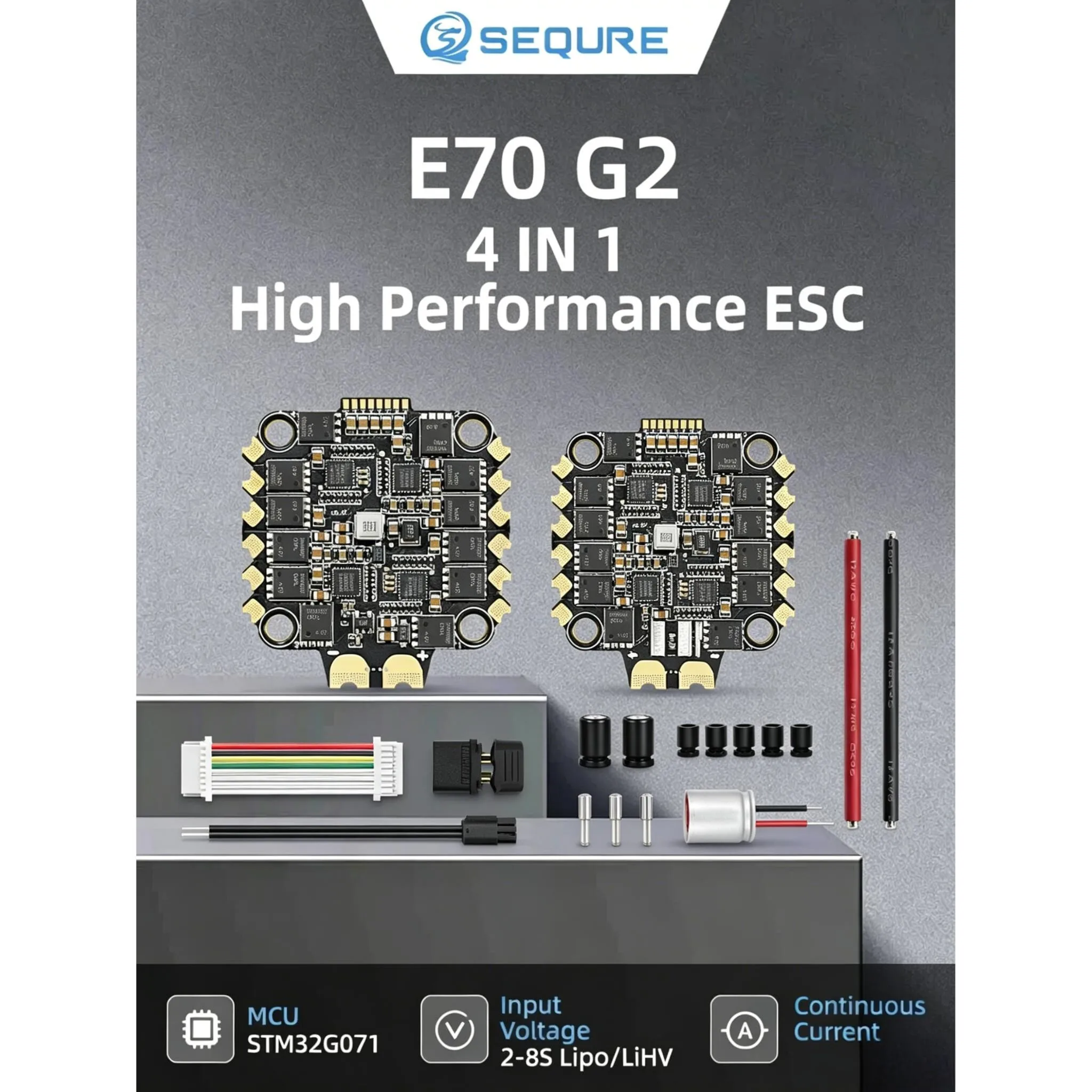 SEQURE E70 G2 4 IN 1 ESC 30.5mm Hole Distance 2-8S 70A 128K ESC for FPV Racing Drone Racing & Freestyle BLHeli_32|AM32 Firmware