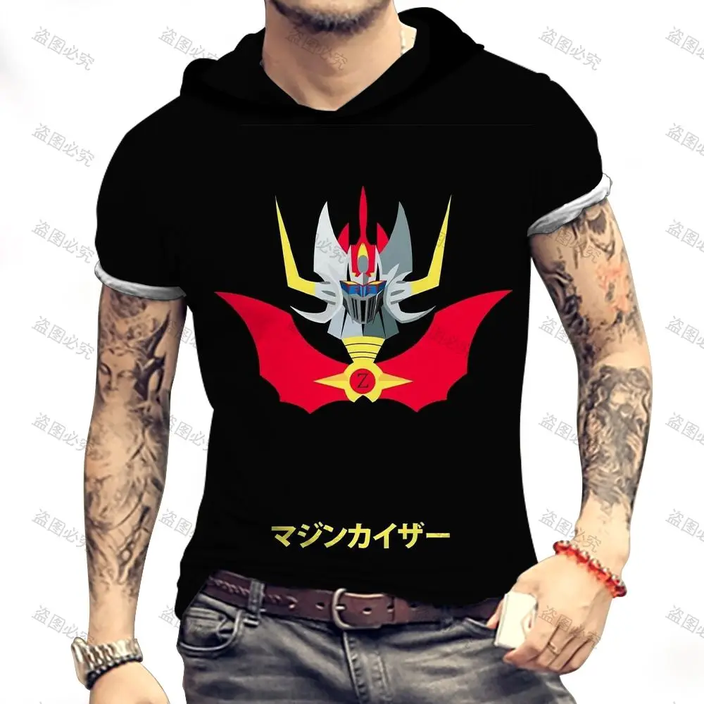 Mazinger Z Men\'s Hooded T-Shirt High Quality T-Shirt Clothing Anime T-shirts Oversized Essentials Short Sleeve Y2k New 3XL 2024