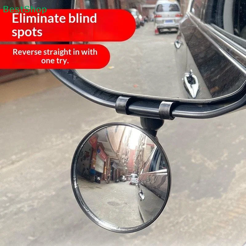 Round Rearview Mirror 360 Rotation Covers Auxiliary Rear View Wide Angle Convex Mirror Adjustable Car Auxiliary