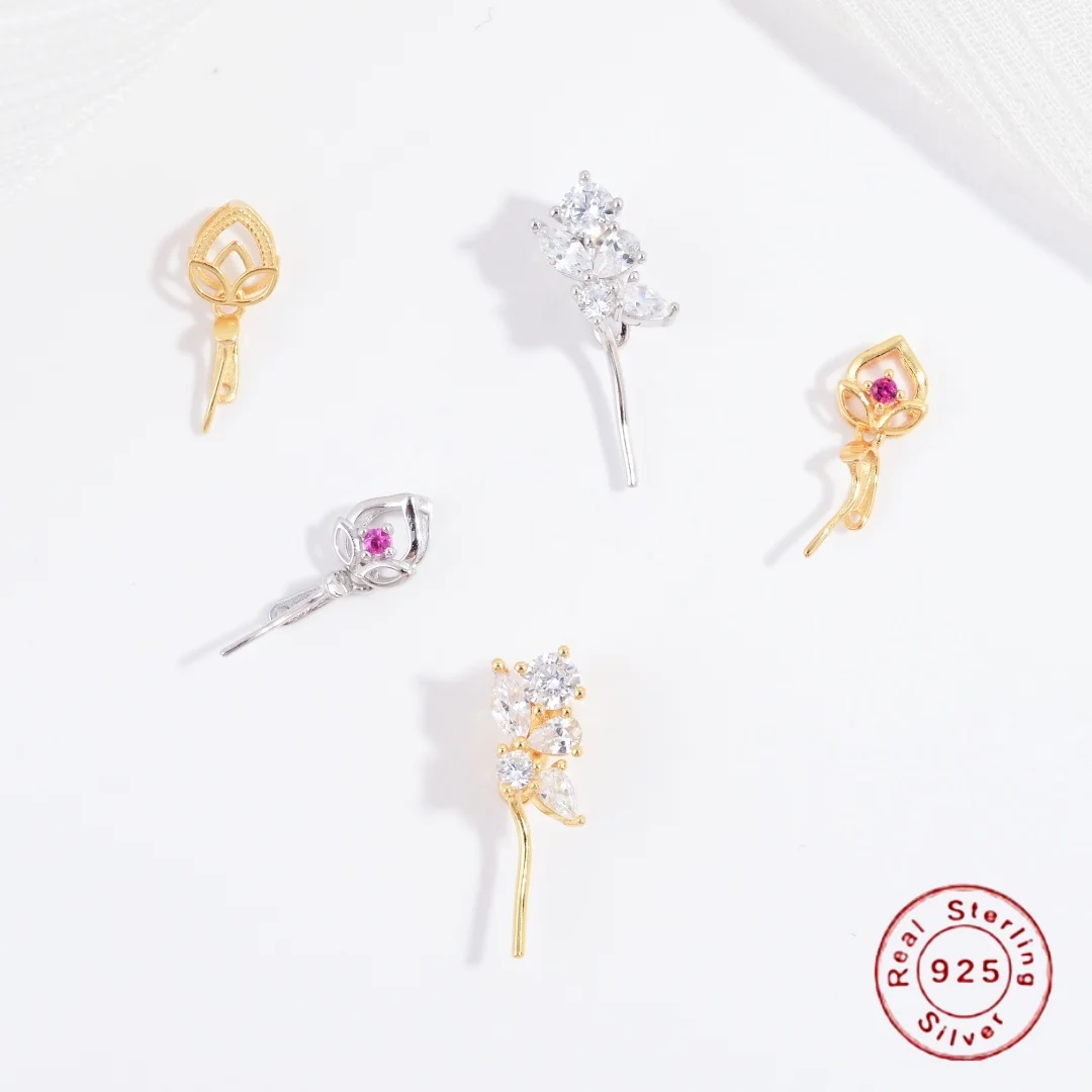 

S925 Стерлингового Серебра Жадеит Наклонное Отверстие Подвеска Застежка DIY Нефритовая Подвеска Ручной Работы Застежка Аксессуар Материал SK140