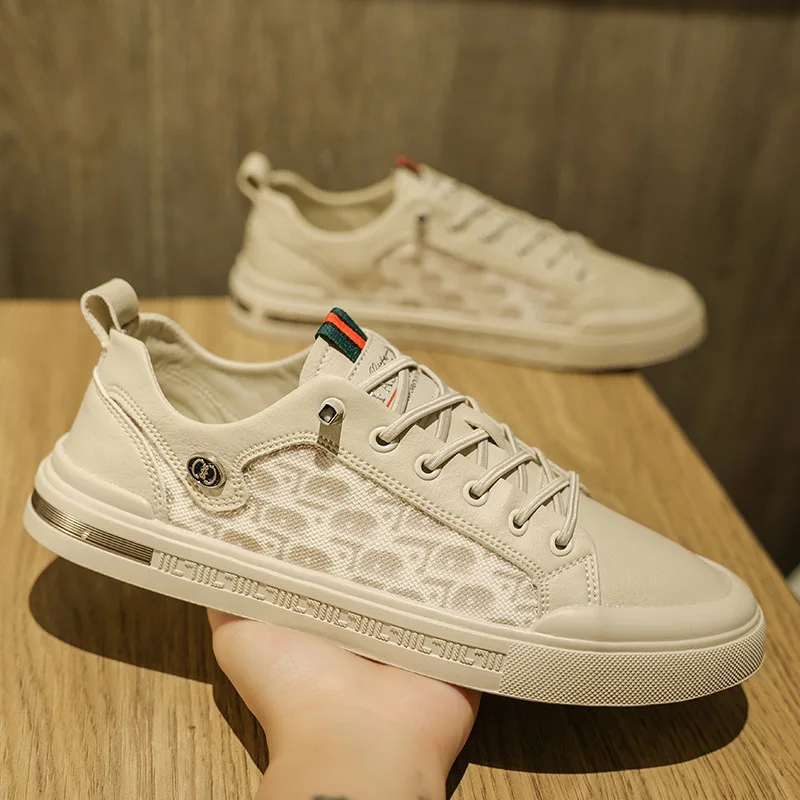 New Korean Fashion Trend Student Casual Shoes for Spring and Autumn Season 2024 Men's Low Top Lace up Sports Board Shoes