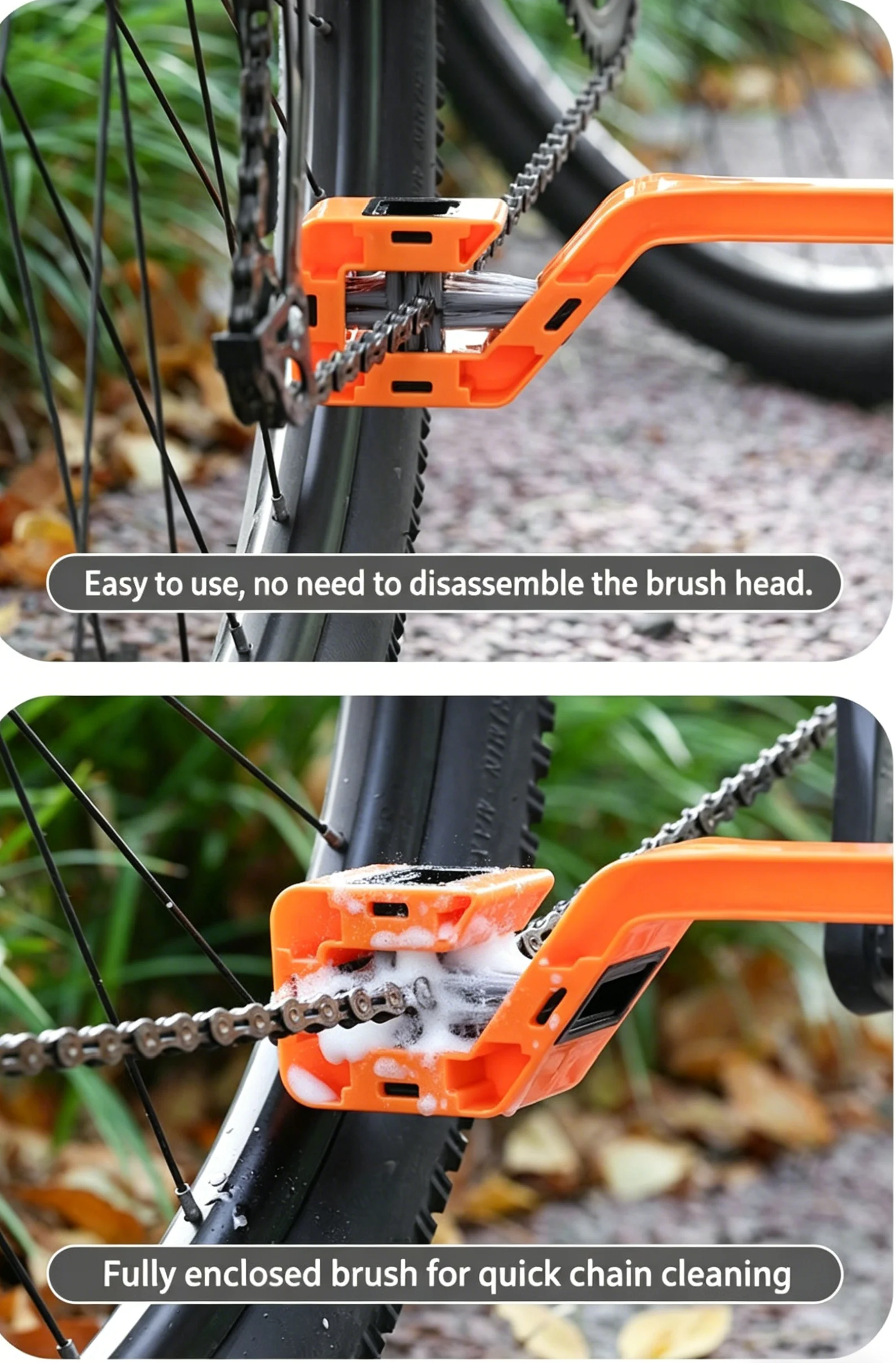 Motorcycle & Bike Chain Cleaning Brush, ABS Plastic Scrubber for Chain Flywheel Crankset, Cycling Maintenance Tool image 6