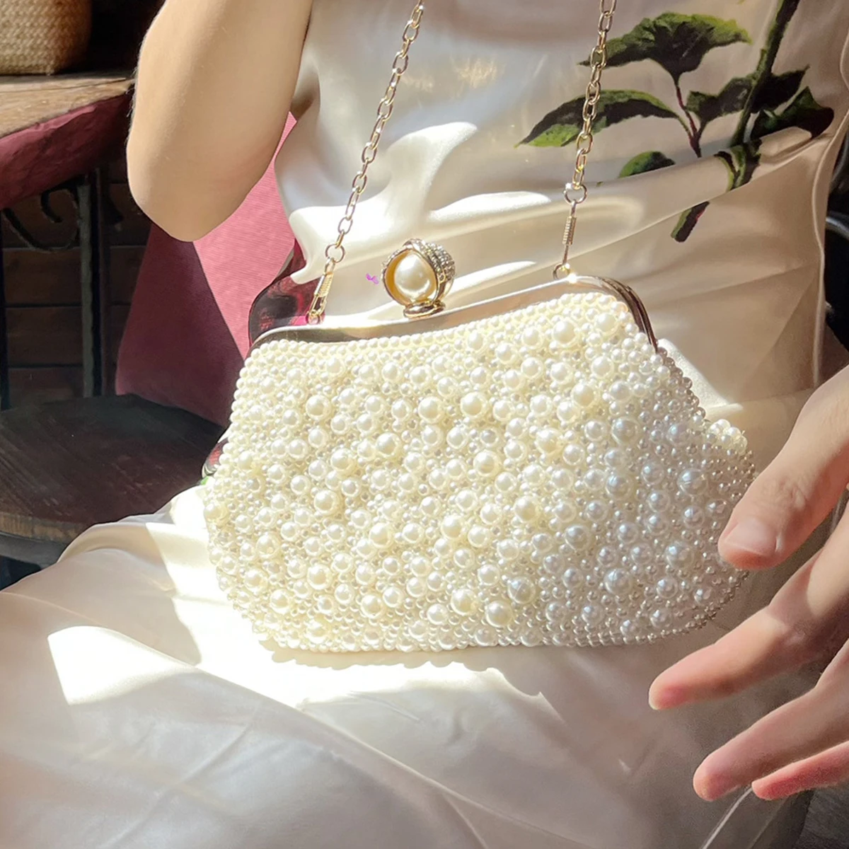

New Women'S Pearl Evening Bag Handbag Crossbody Bag Cheongsam Handbag Women'S Pearl Banquet Bag