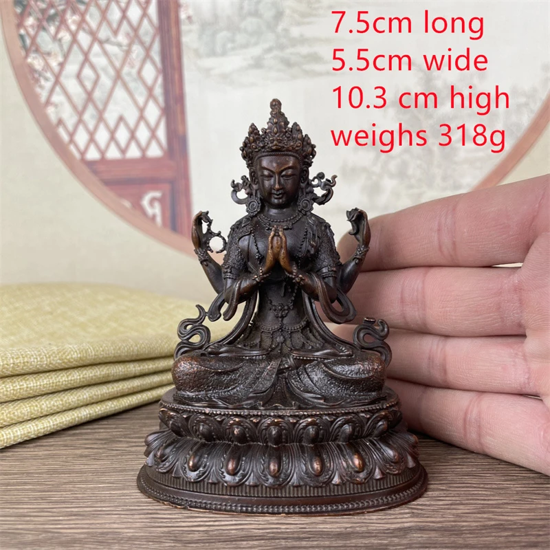 

Little fairy/antique copper four-armed Guanyin statue Buddha statue home furnishings office decorations crafts accessories gift