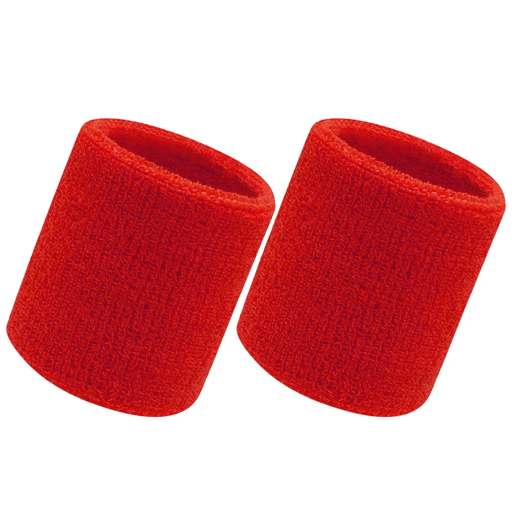 

2 Pcs Basketball Badminton Wristband Wristbands Sweat Sweatbands for Men Elasticity Tennis 8x8cm Red Wrists Women