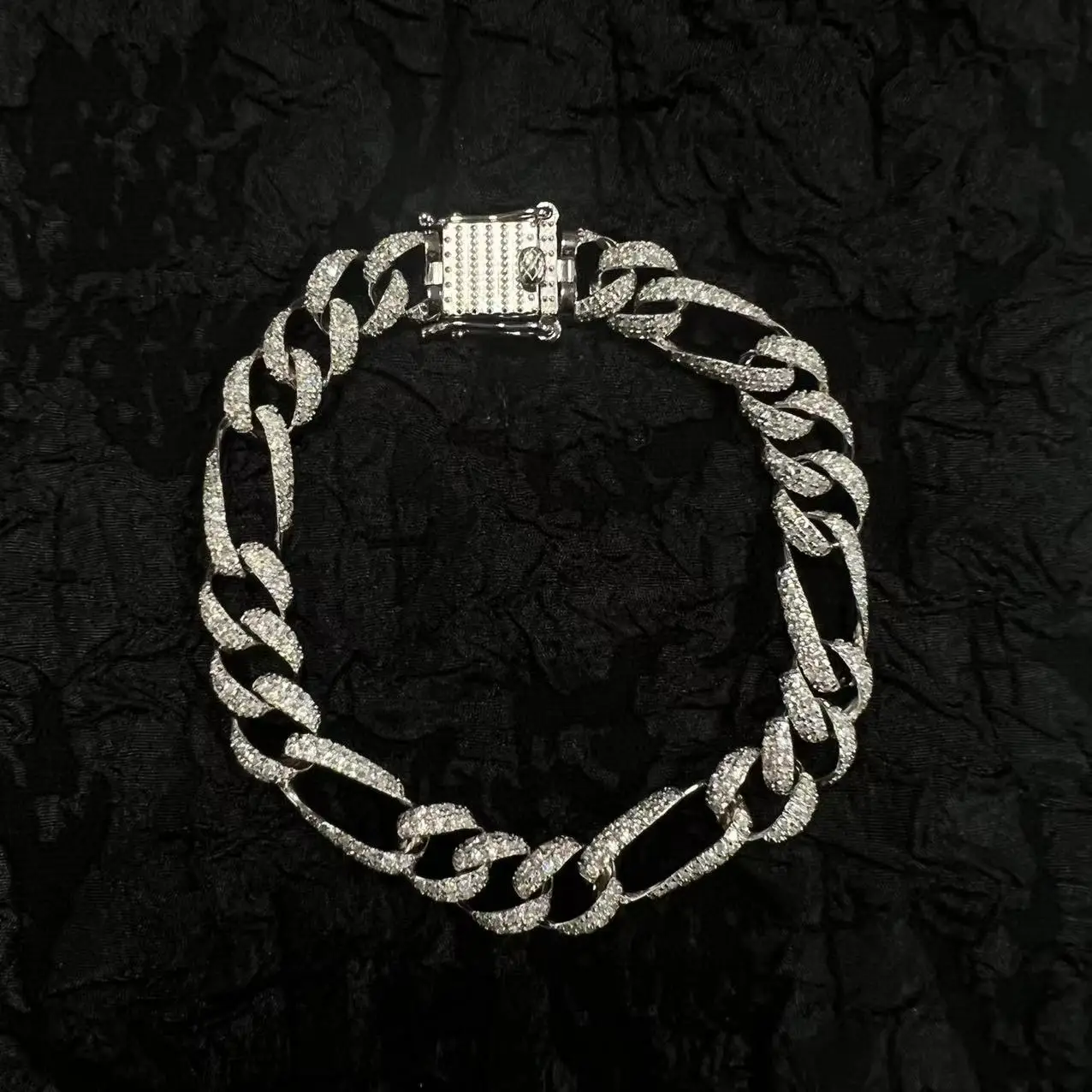 Pulsera cubana de plata S925 para hombres y mujeres, brazalete con brillo callejero, lleno de diamantes, tendencia ins