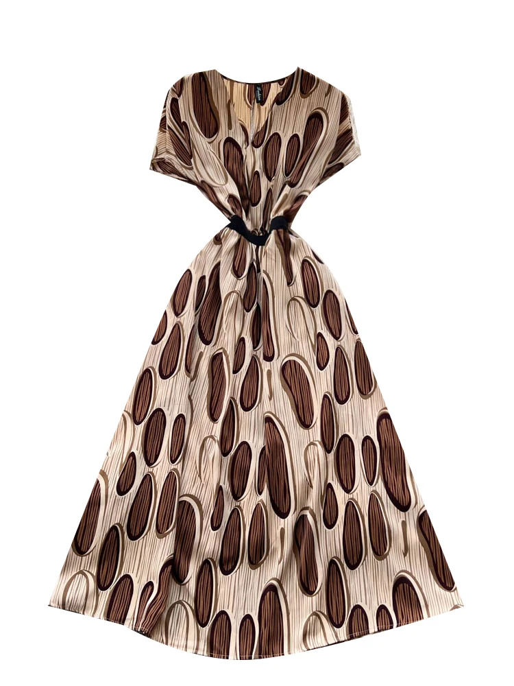 Francés vintage chic mujer verano estampado floral vendaje vestido largo con cuello en v vestido de fiesta elegante a-line vestidos bata ete 2025