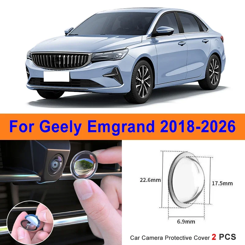 

360 Reverse Image Car Camera Cover Anti-Scratch PC Lens Protector Stickers For Geely Emgrand 2018-2026 2Pcs