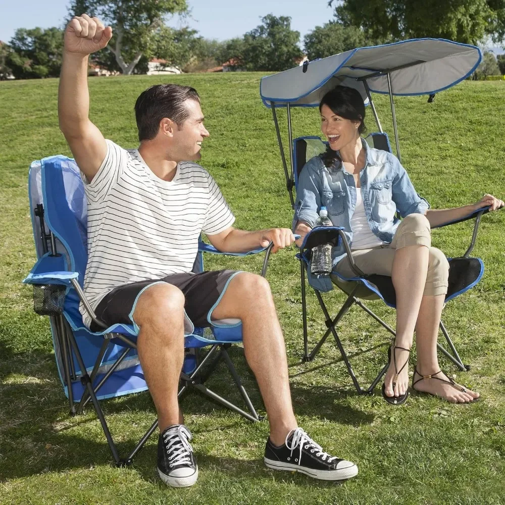 Original Foldable Canopy Chair for Camping, Tailgates, and Outdoor Events, Grey/Light Blue