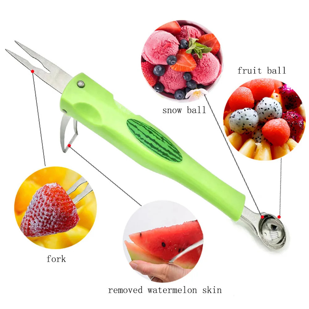 

3-in-1 Watermelon Splitter Pulp Spoon Fruit Ball Digger Multifunction 304 Stainless Steel Watermelon Fruit Cutter Slicer Kitchen