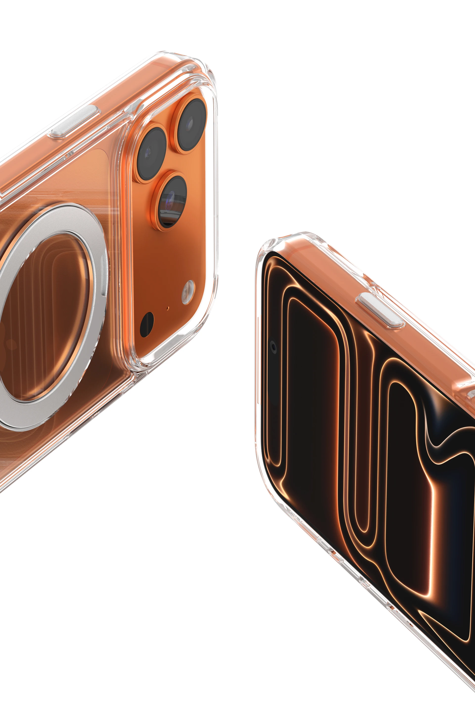 جديد لـ 17 17 Pro 17 Pro Max 16 15 Pro Max/Pro Air غلاف شفاف مزدوج حلقة مغناطيسية 360 درجة قوس قذيفة غير لامعة