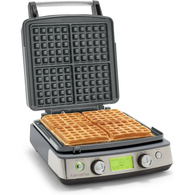 4 Square Belgian Waffle Pan and Classic Waffle Pan, Healthy Ceramic Non-stick Aluminum Dishwasher Safe Plates