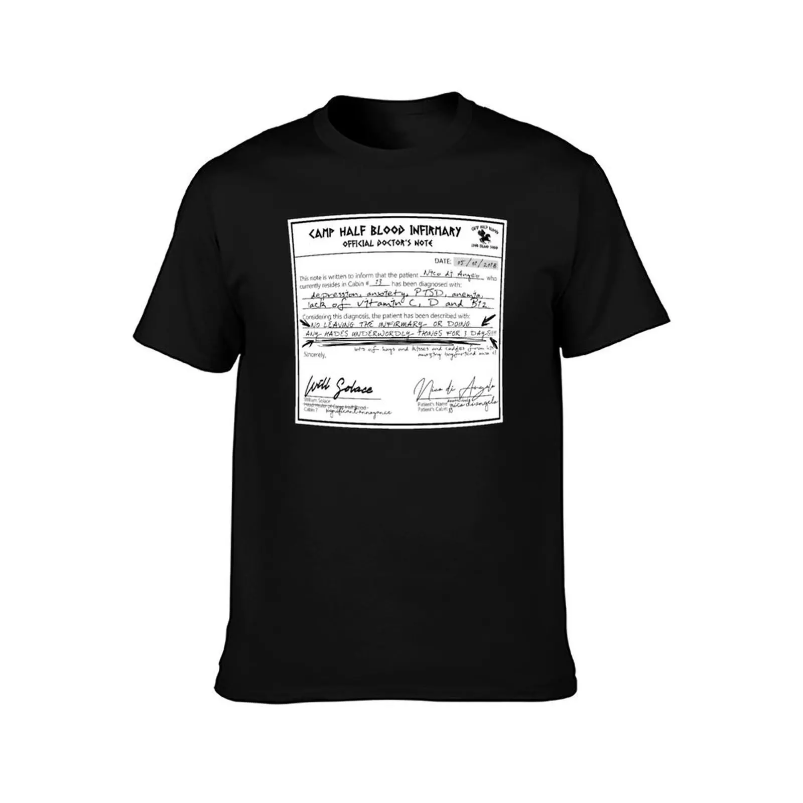 Percy Jackson - Solangelo Doctor's Note T-Shirt Street Fashion Casual Tee Shirt