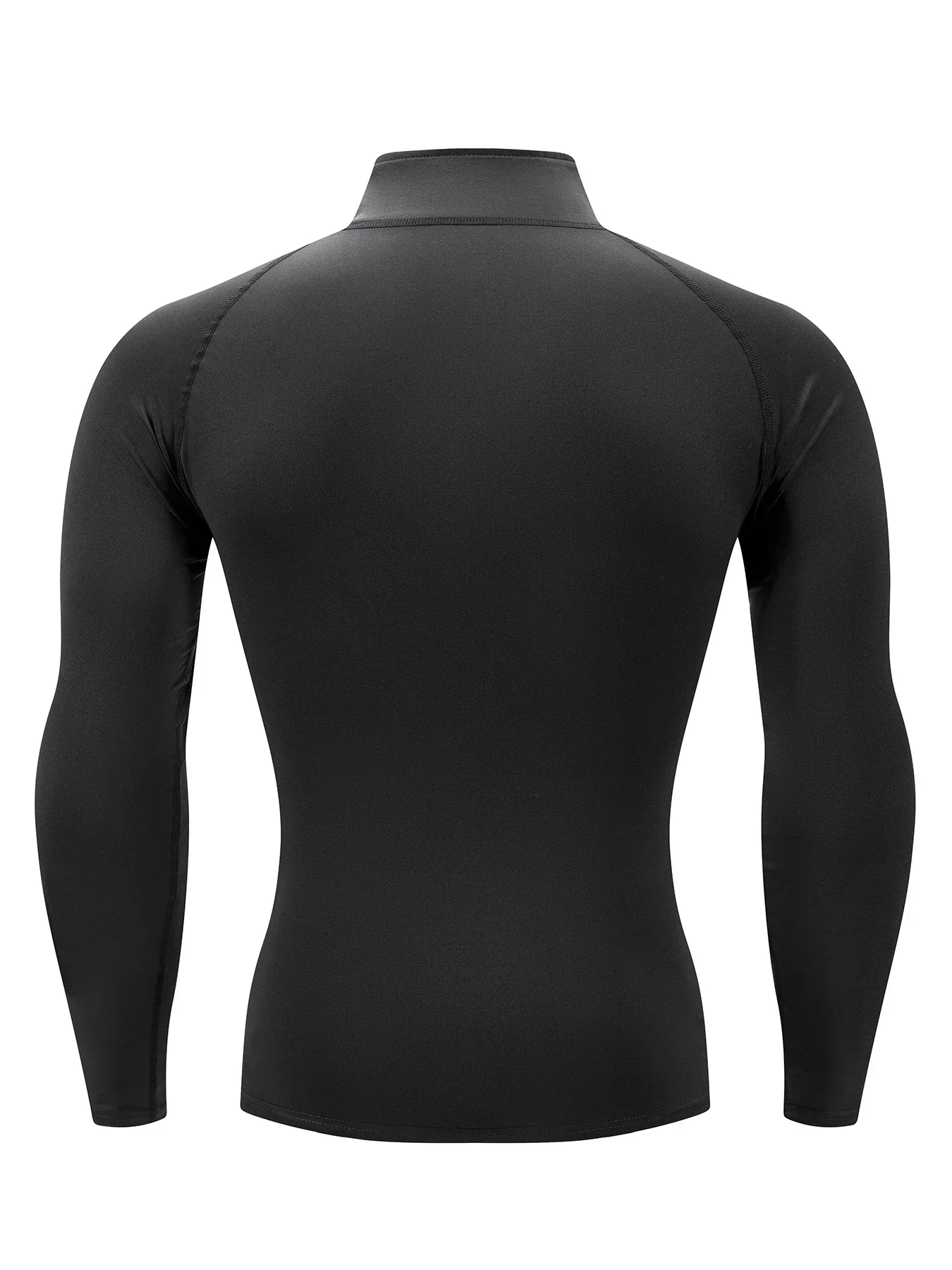 Men Quarter Zip Compression Athletic Shirt Stand Collar Long Sleeve Gym Training Running Workout Top