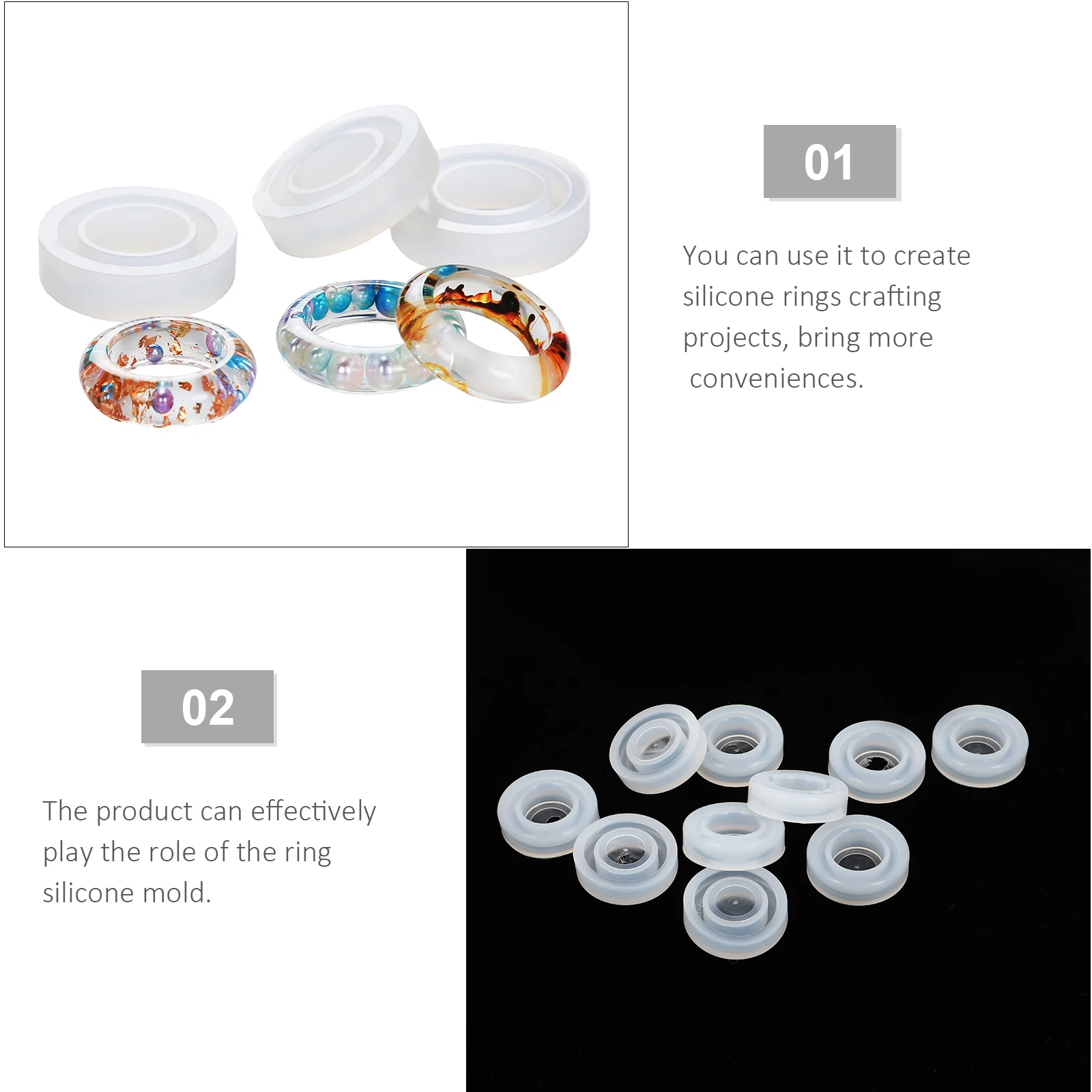 

10 Pcs Half Cylinder Ring Molds 18mm DIY Silicone Casting Mold for Jewelry Making Projects Practical Ring Accessories