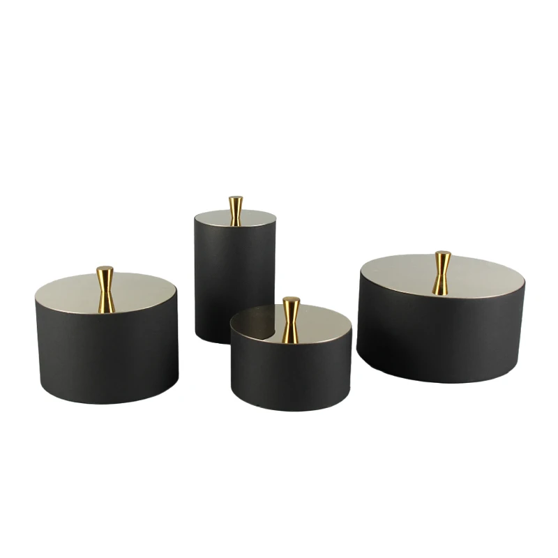 

Light Luxury Black and Golden Jewelry Box Storage Box Decoration Model Room Soft Decoration