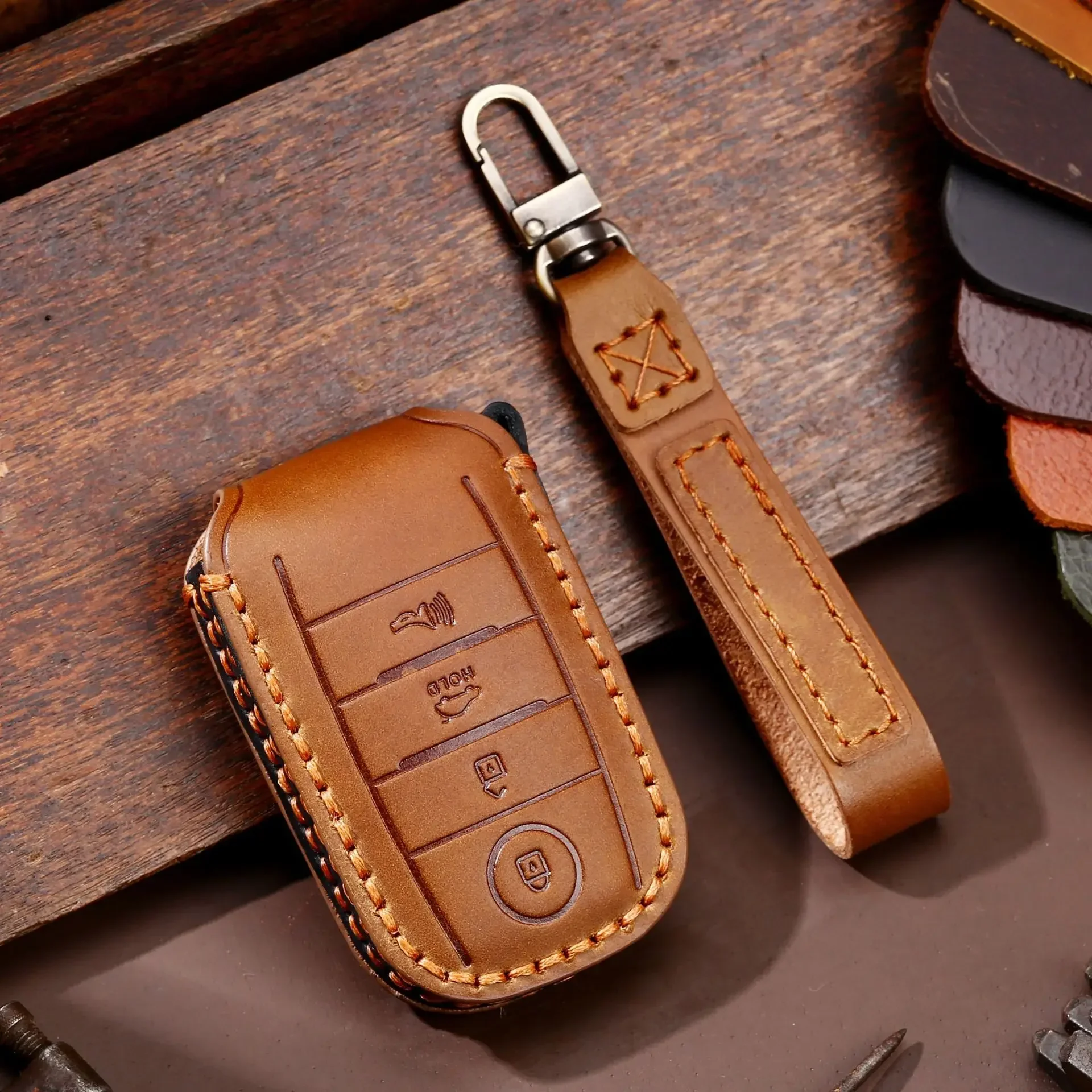 3 4 5 Buttons Key Fob for Kia Sportage Cerato Optima K3 K4 K5 Rio Picanto K2 Soul Sorento Ski Sedona Leather Car Key Case Cover