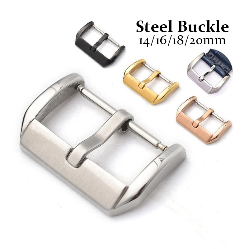 

304 Stainless Steel Pin Buckle 14mm 16mm 18mm 20mm Watch Accessories Strap Clasp Metal Watch Band Silver Buckle with Pins