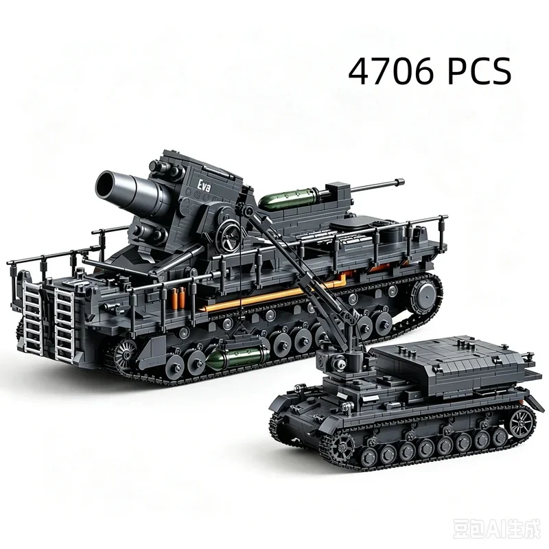 Heavy Self-propelled Artillery Vehicle Model Small Particle Building Blocks Educational Assembly Toy Desktop Display Christmas