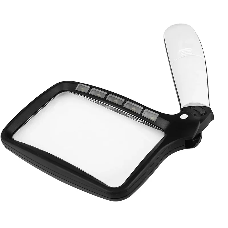 Magnifying Glass with Light Folding Handheld 3X Large Rectangle Lighted Magnifier with Dimmable LED for Macular Degeneration