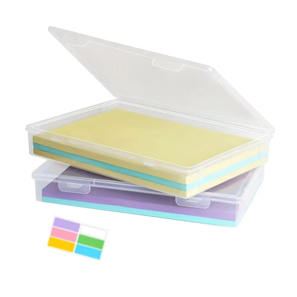 

Набор из 2 прозрачных пластиковых органайзеров для бумаги формата А4, многофункциональные контейнеры для хранения с защелкивающимися крышками для класса/офиса