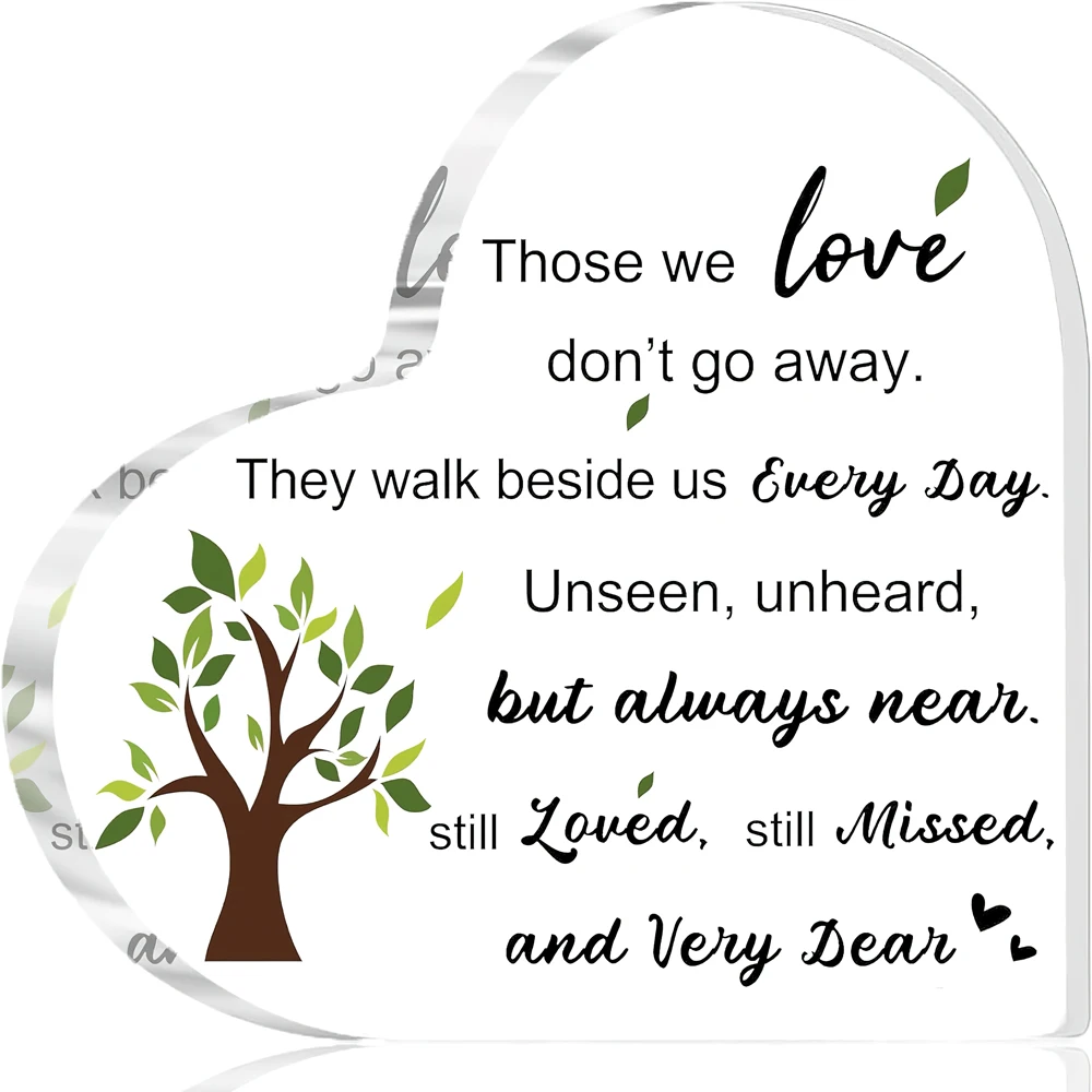 Regalos de simpatía para la pérdida de un amado, ideas de regalos de lanzamiento: placa de corazón acrílica, regalo de condolences para la pérdida, regalo de lanzamiento