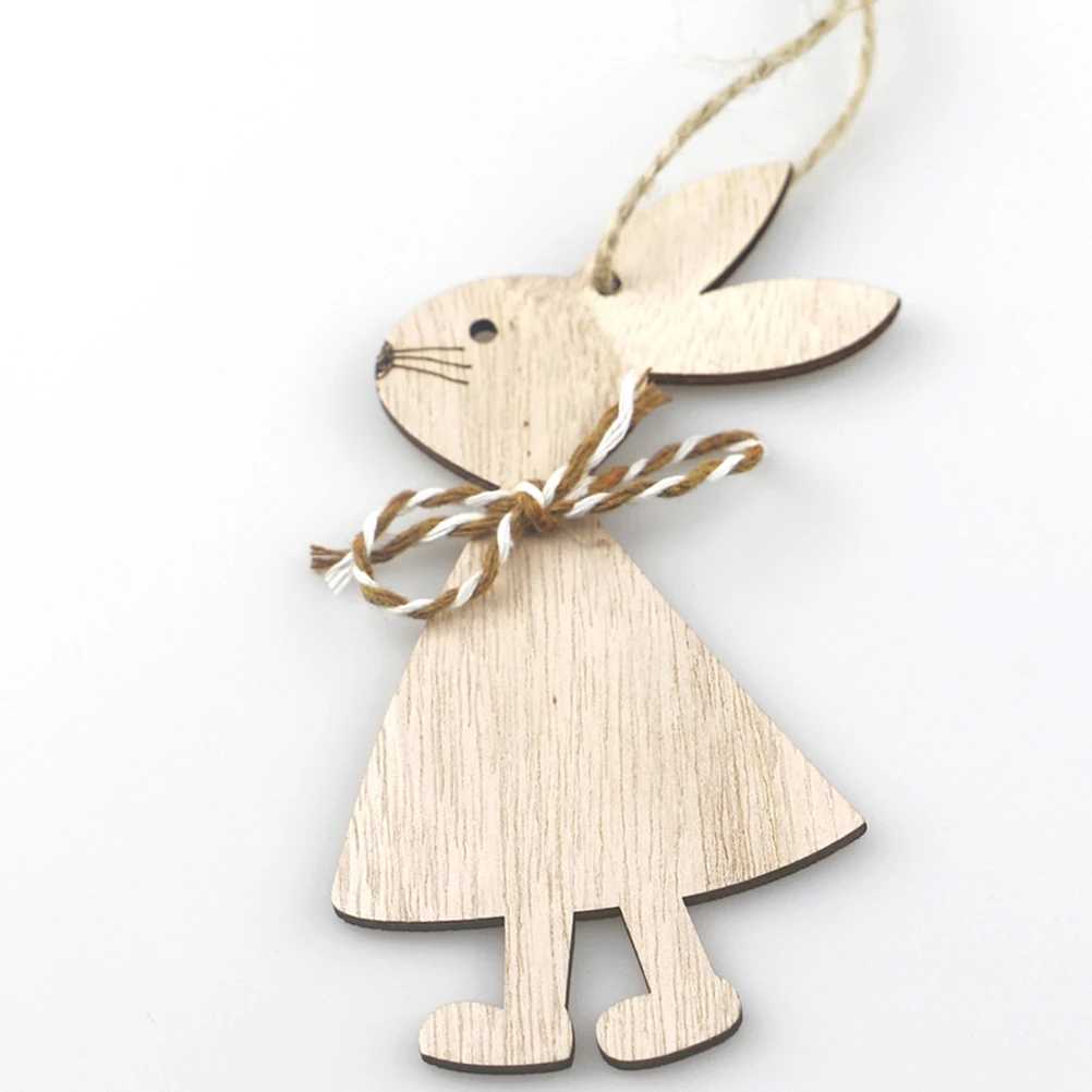 

12 Pcs Wooden Rabbit Pendant Bunny Hanging Ornament Home Decor Decorate Decorative Unfinished Cute Ornaments
