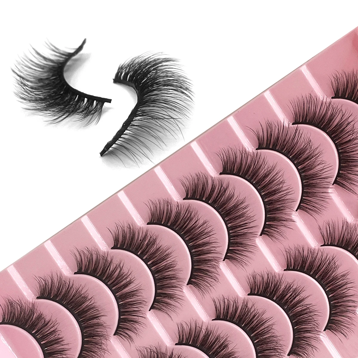 10 pares de pestañas postizas rizadas 3D de imitación de visón, pestañas postizas hechas a mano, maquillaje Natural desnudo, simulación de pestañas cruzadas desordenadas