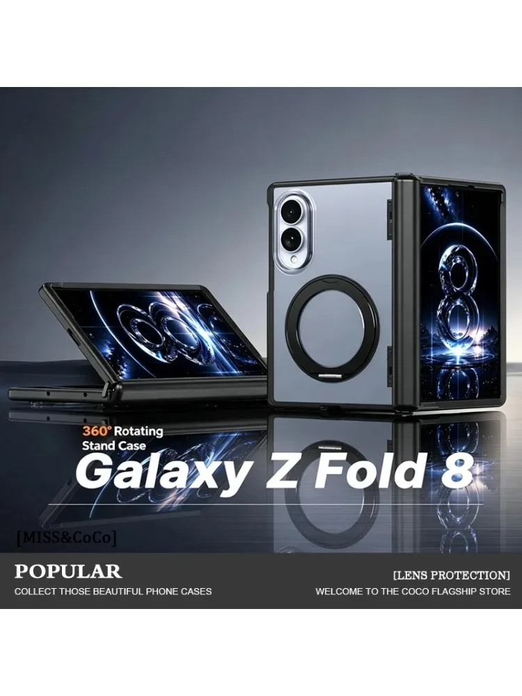 Dla Samsung Galaxy Z Fold 7 zFold 8 Wide 8 Ultra Cienkie Etui Magnetyczne Składane 360° °   Obrotowa osłona zawiasu stojaka pierścieniowego — zdjęcie produktu 7