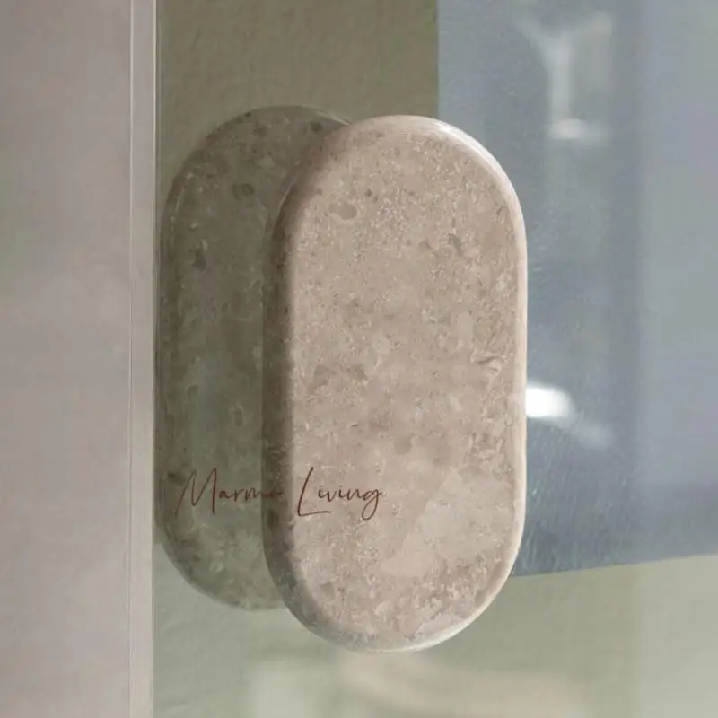 

Natural marble high-end commercial cafe glass door handle bathroom light luxury retro decorative handle custom logo