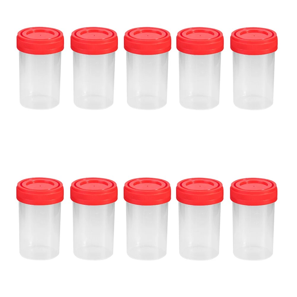 10 Pcs Sample Cups Sampling with Scale The Urine Specimen Bottle Plastic Measuring