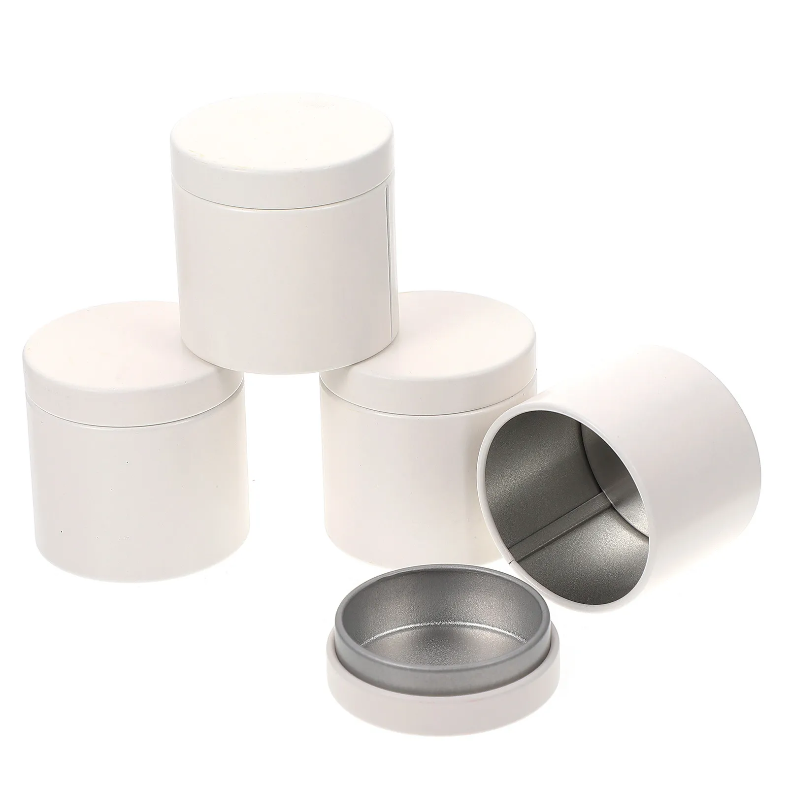 5Pcs Premium Tinplate Round Tea Jars Sturdy Storage Containers for Tea Candy Cookies Jewelry Gift Box Compact Space Saving
