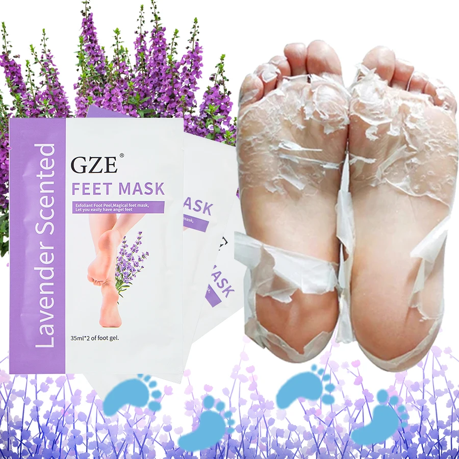 GZE フットピールマスク 乾燥、荒れたひび割れた足、かかと、角質、角質除去用の皮膚角質除去フットマスク - フットピーリングマスク