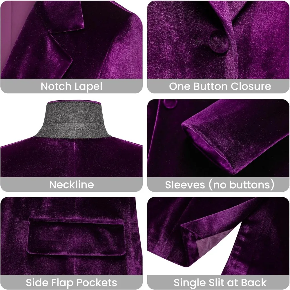 Damski dwuczęściowy garnitur welurowy z klapami w szpic, zapinany na jeden guzik, dopasowany krój, biznesowy, na przyjęcie, wesele, smoking, marynarka i spodnie.