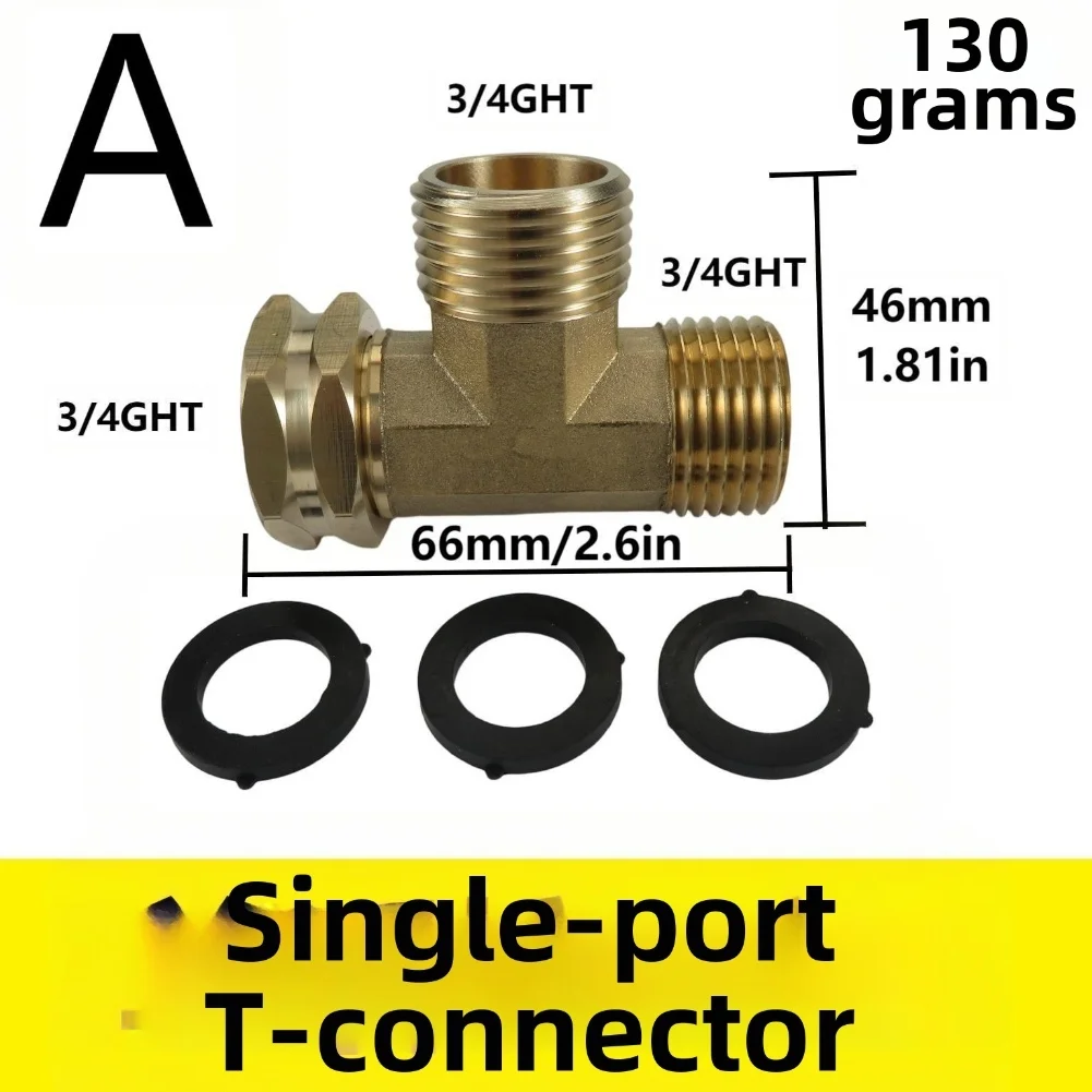 

Brass Swivel 3-Way Pipe Fitting Tee, 3/4" GHT Female To Male Garden Watering Hose Adapter Pipe Joint Fittings