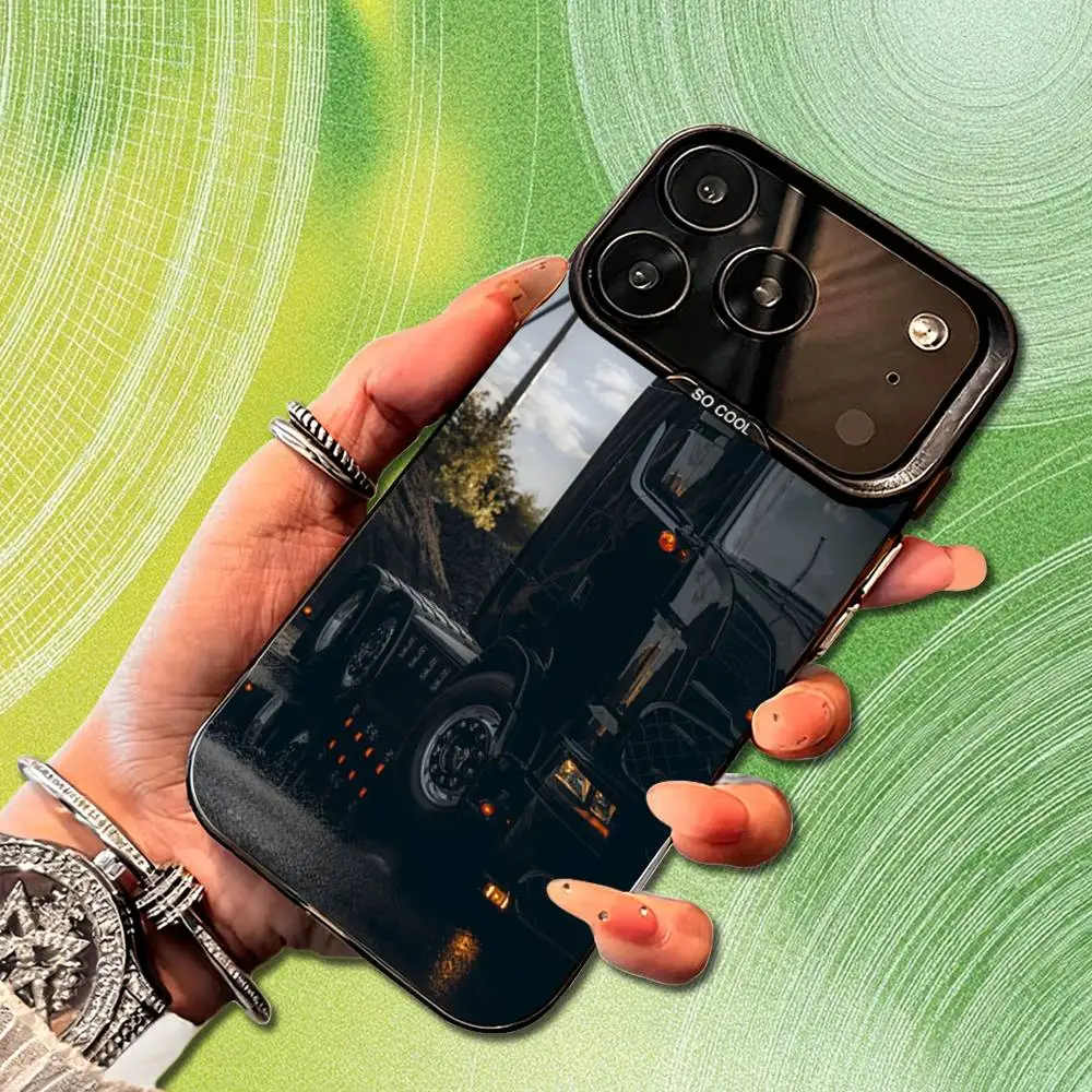 Custodia per telefono Cool S-ScaniaS T-Truck Art per iPhone 14,17,13,12,11,16,15, Mini,Pro,SE,XS,MAX, cover in silicone nero opaco