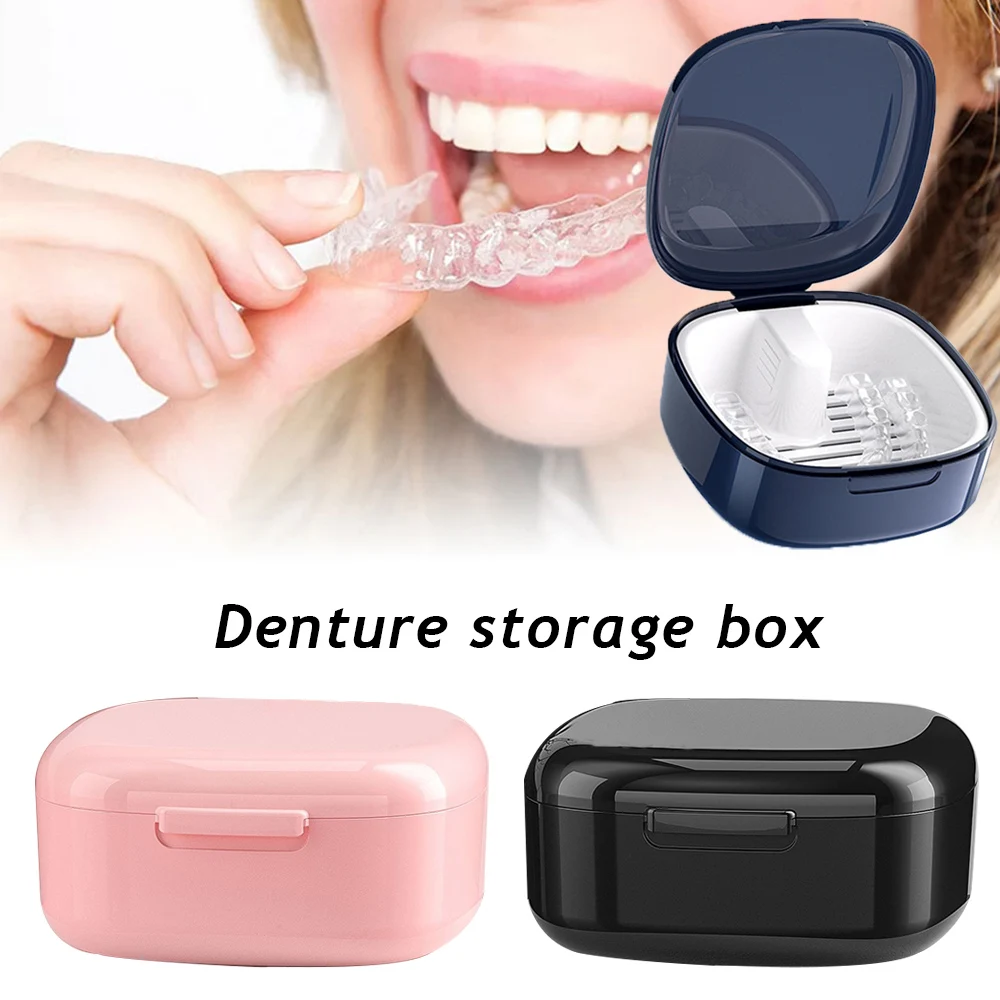 Caja de almacenamiento para dentaduras postizas, caja de almacenamiento portátil para ancianos, retenedor de ortodoncia Invisible, Herramientas de limpieza, 1 unidad