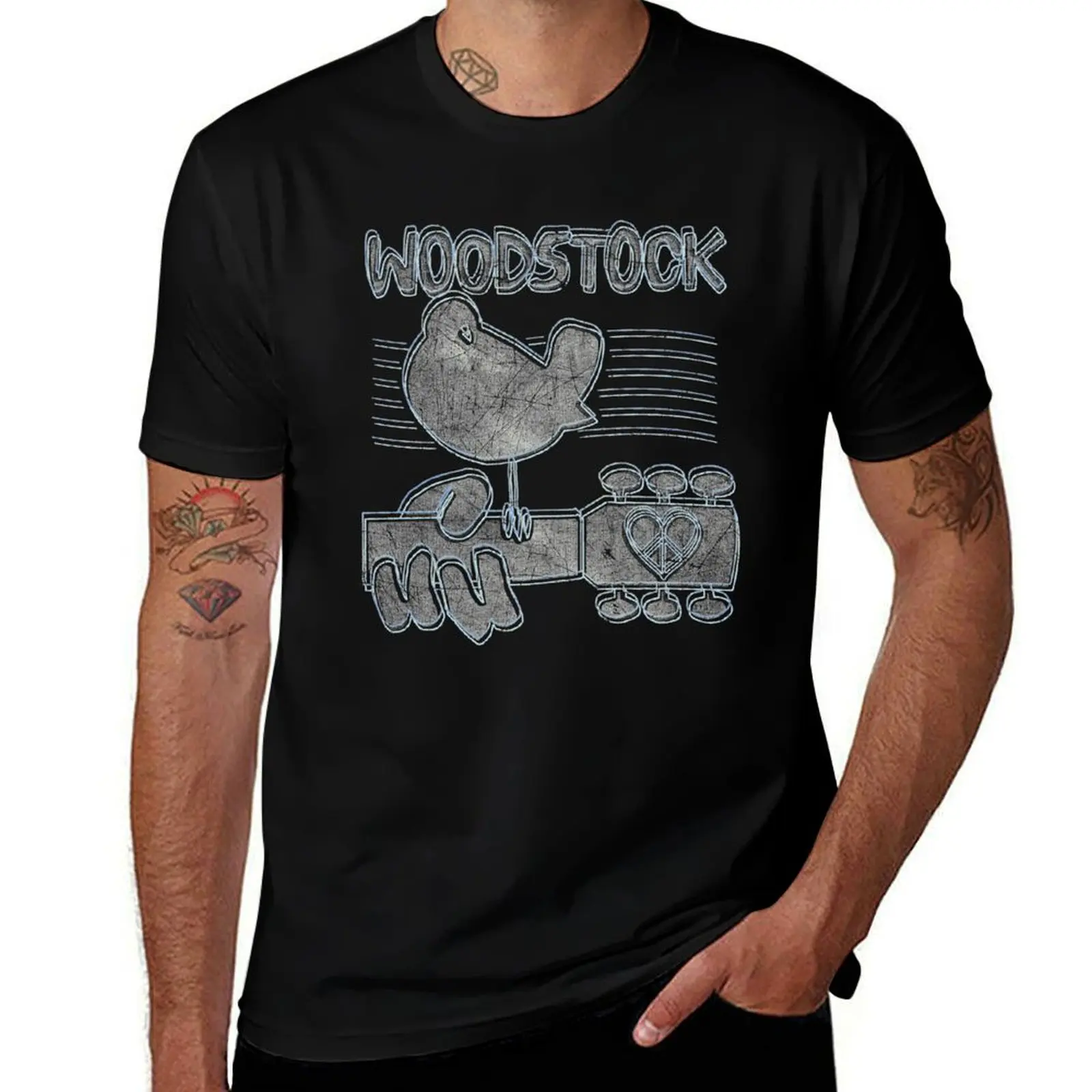 Woodstock Liney Logo T-Shirt anime tshirt Blouse tops cotton t shirt men