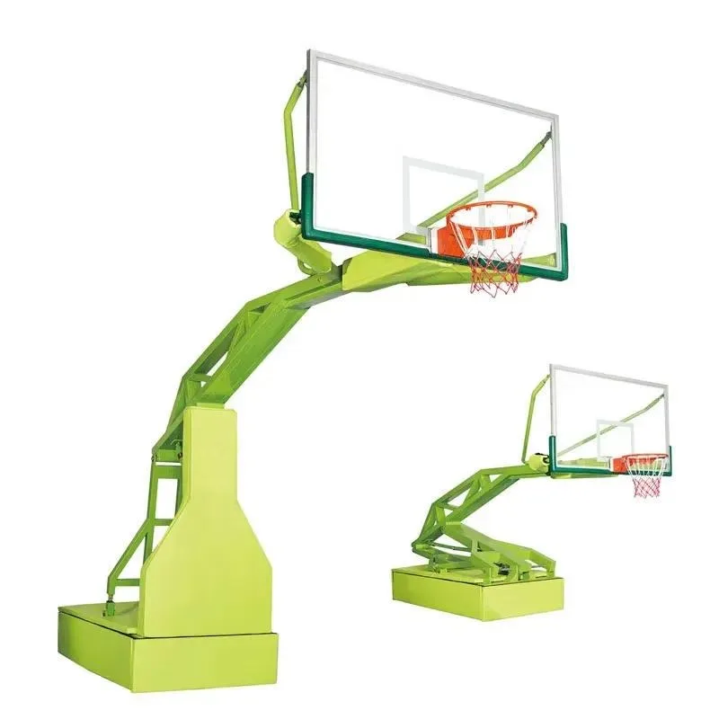 Portable Adjustable Steel Manual Hydraulic Basketball Hoop with Tempered Glass Backboard High Quality