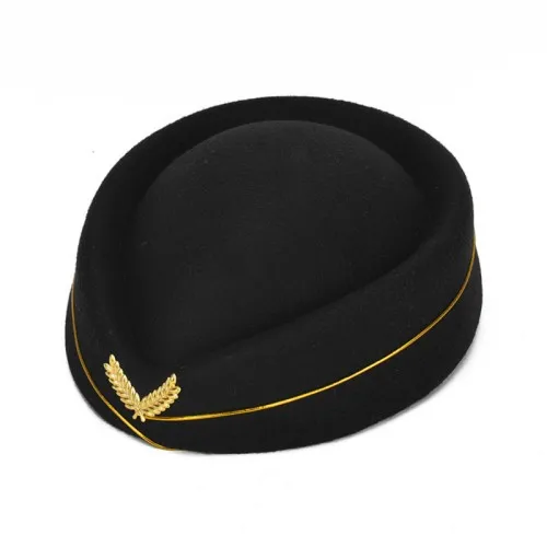 Air Hostesses Hat Women\'s Fashion Wool Uniform Caps Girl\'s Fashion Band Hat For Uniform Caps Ladies New 2024 High Quality