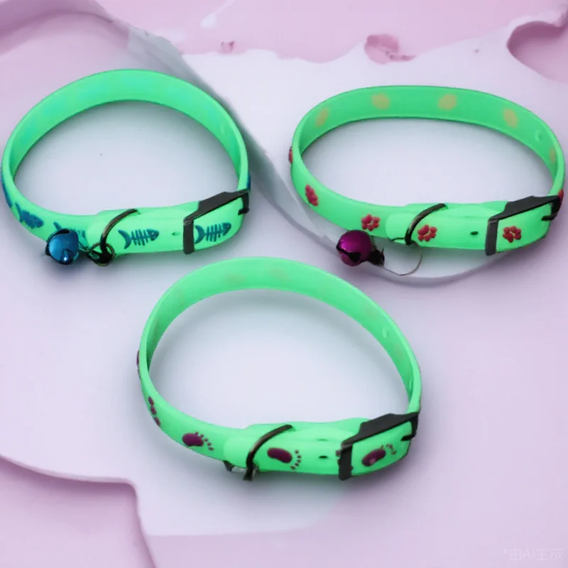 

3pcs Fluorescent Pet Adjustable For Cat Puppy Night Collar With Bell Anti-Lost Small Dog Collar For Photo Shoot Wedding